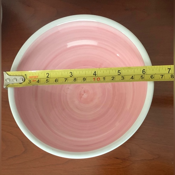 Lovely Pink & White Color Italian Porcelain Large Serving Bowl & 7 Salad bowls - Picture 5 of 5